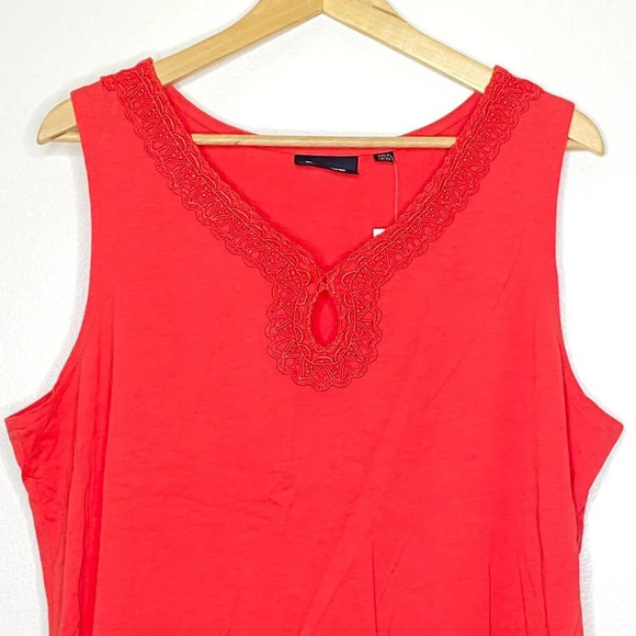 NWT Avenue Embroidered Tank Red/Orange Boho Keyhole Women's Size 18/20 1X - Picture 2 of 9